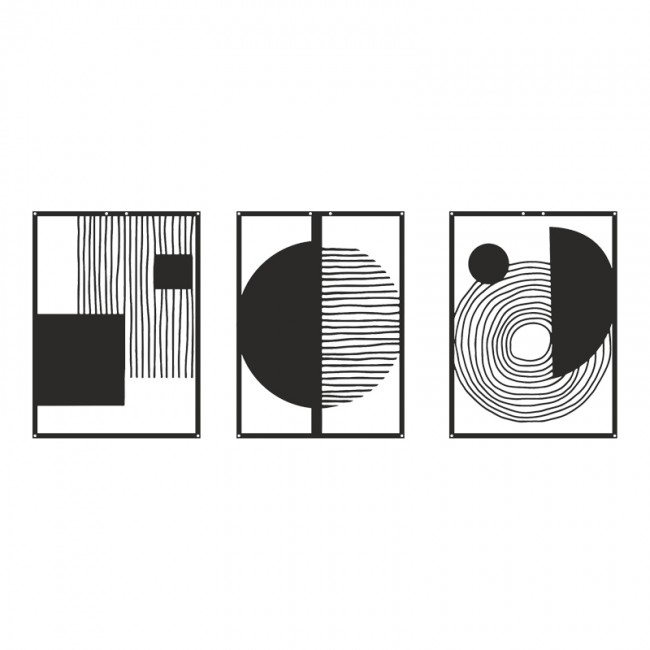 Διακοσμητικό τοίχου "HARIMIA" από μέταλλο σε μαύρο χρώμα 40x1,5x40