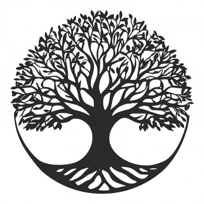 Διακοσμητικό τοίχου "LIFETO" από μέταλλο σε μαύρο χρώμα Φ80x1,5