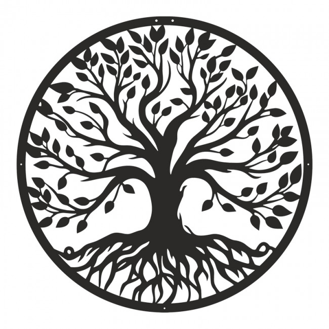 Διακοσμητικό τοίχου "TREELIFE" από μέταλλο σε μαύρο χρώμα Φ80x1,5