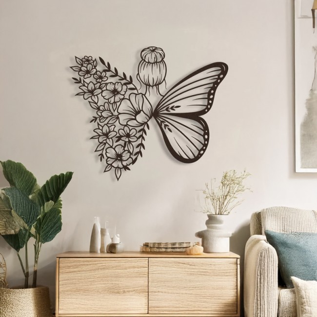 Διακοσμητικό τοίχου "TERFIA" από μέταλλο σε μαύρο χρώμα 60x0,15x60