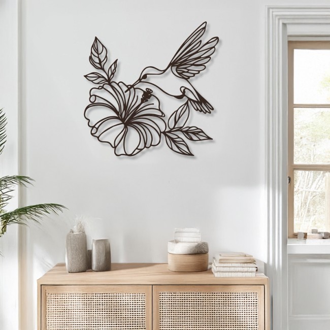 Διακοσμητικό τοίχου "FOLOU" από μέταλλο σε μαύρο χρώμα 60x0,15x60