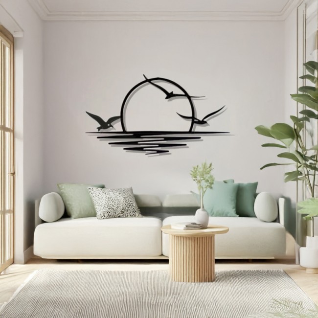 Διακοσμητικό τοίχου "KENFIO" από μέταλλο σε μαύρο χρώμα 60x0,15x40