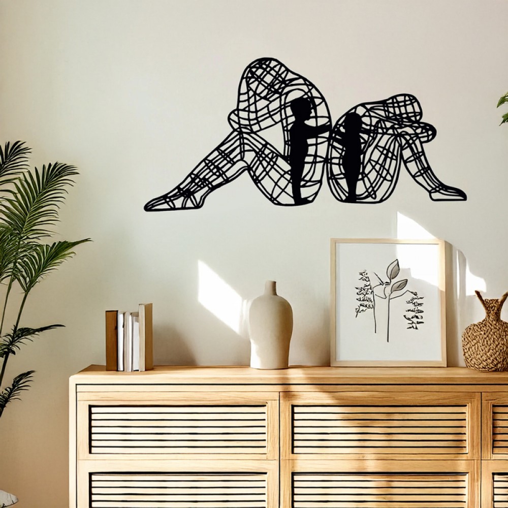 Διακοσμητικό τοίχου "INNERO" από μέταλλο σε μαύρο χρώμα 50x1,5x25