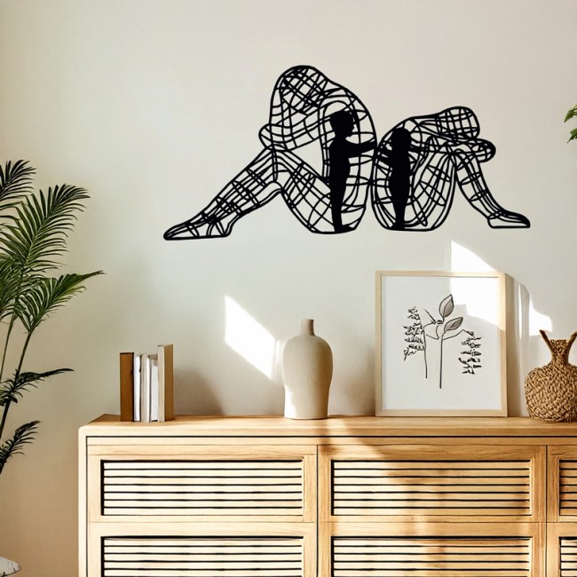 Διακοσμητικό τοίχου "INNERO" από μέταλλο σε μαύρο χρώμα 50x1,5x25