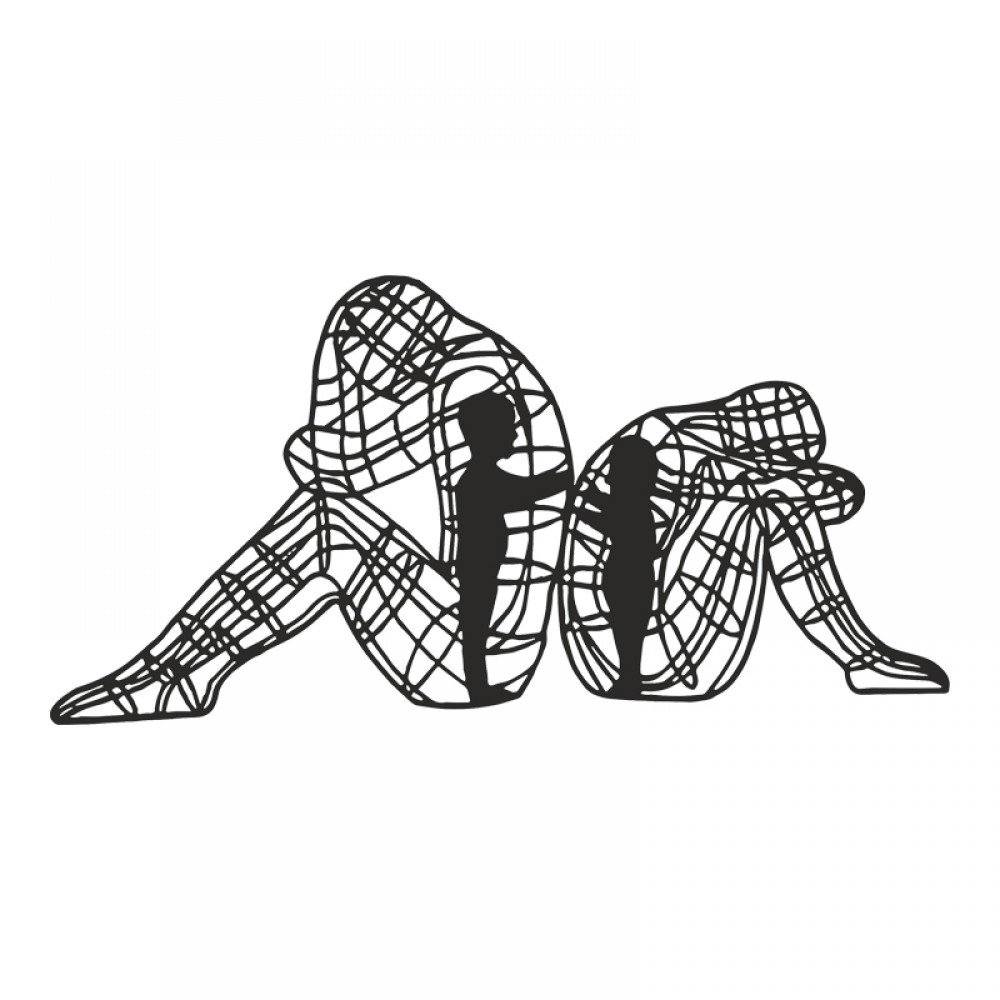 Διακοσμητικό τοίχου "INNERO" από μέταλλο σε μαύρο χρώμα 50x1,5x25