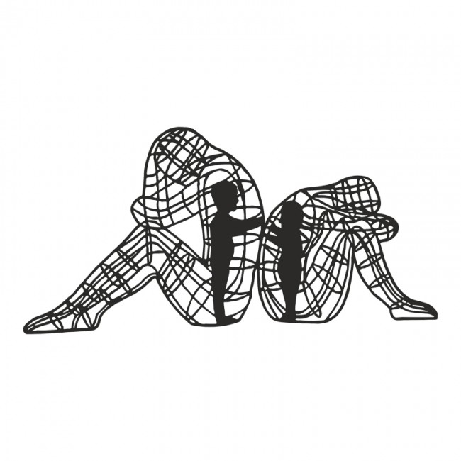 Διακοσμητικό τοίχου "INNERO" από μέταλλο σε μαύρο χρώμα 50x1,5x25