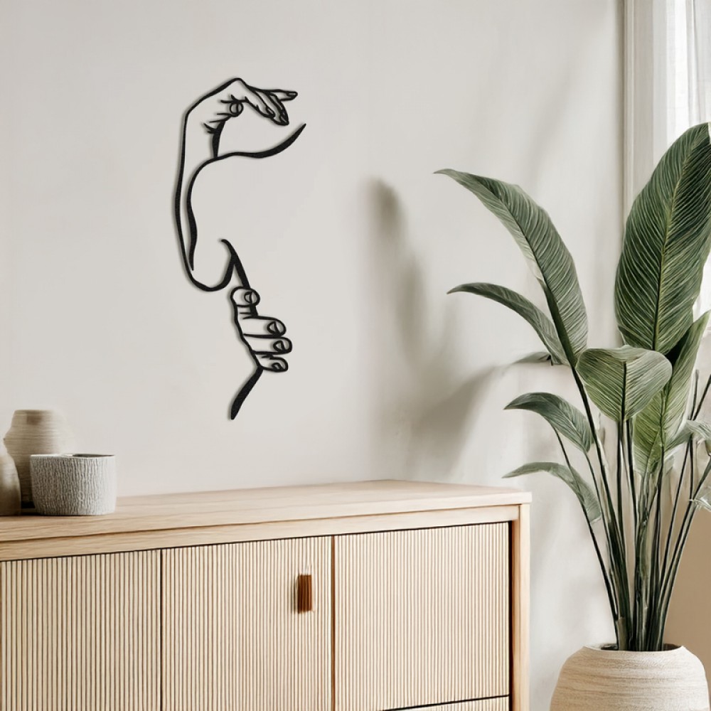 Διακοσμητικό τοίχου "FEMALO" από μέταλλο σε μαύρο χρώμα 20x0,15x50