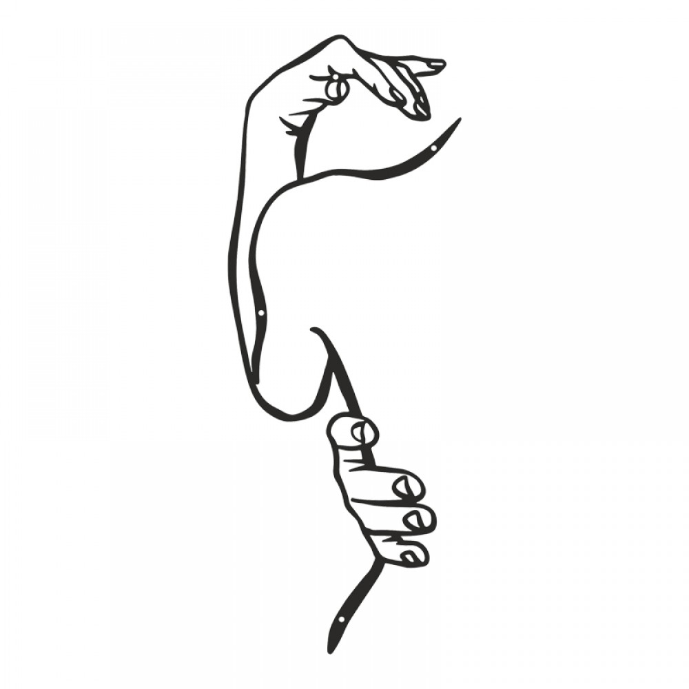 Διακοσμητικό τοίχου "FEMALO" από μέταλλο σε μαύρο χρώμα 20x0,15x50