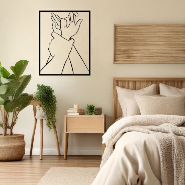 Διακοσμητικό τοίχου "HANDIA" από μέταλλο σε μαύρο χρώμα 40x0,15x50