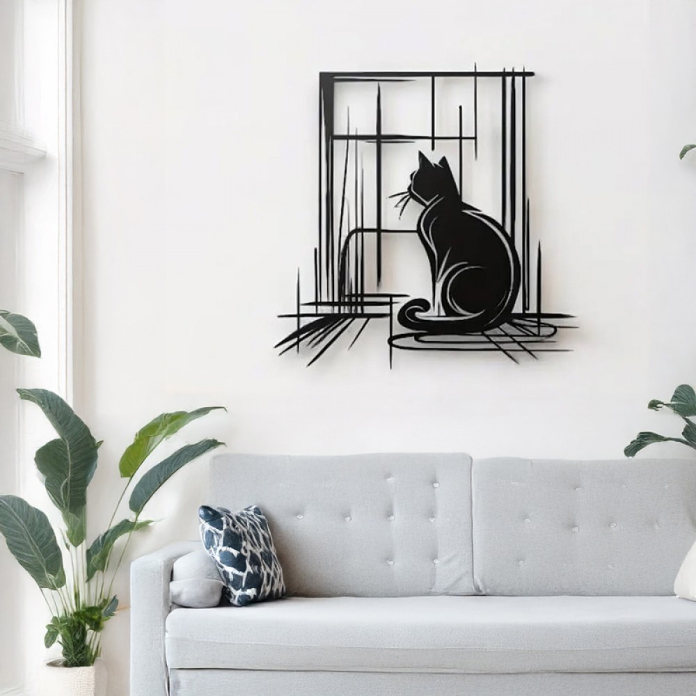 Διακοσμητικό τοίχου "CATEN" από μέταλλο σε μαύρο χρώμα 50x0,15x50