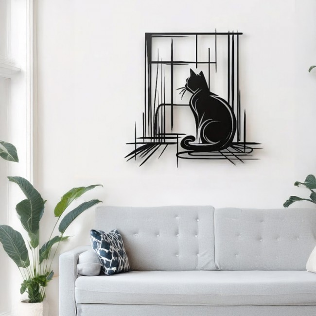 Διακοσμητικό τοίχου "CATEN" από μέταλλο σε μαύρο χρώμα 50x0,15x50