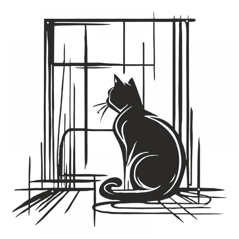 Διακοσμητικό τοίχου "CATEN" από μέταλλο σε μαύρο χρώμα 50x0,15x50