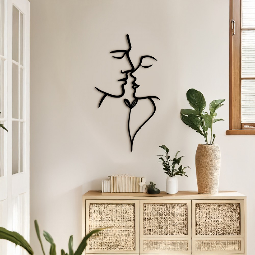 Διακοσμητικό τοίχου "LOVIA" από μέταλλο σε μαύρο χρώμα 28x0,15x50