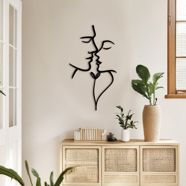 Διακοσμητικό τοίχου "LOVIA" από μέταλλο σε μαύρο χρώμα 28x0,15x50