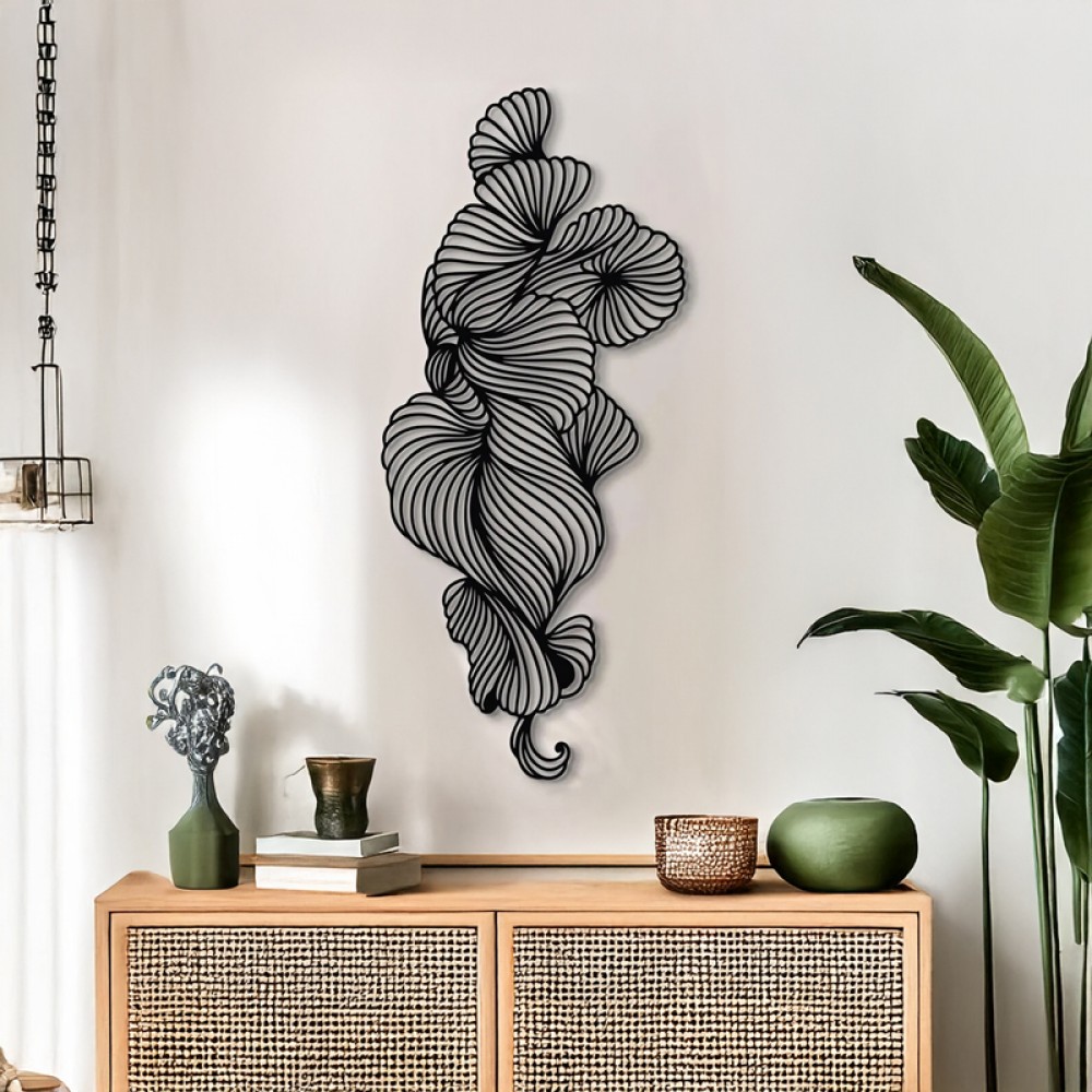 Διακοσμητικό τοίχου "FBILEM" από μέταλλο σε μαύρο χρώμα 20x0,15x50