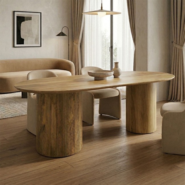 Τραπέζι "FLUTE" από μασίφ σε φυσικό χρώμα 200x90x76