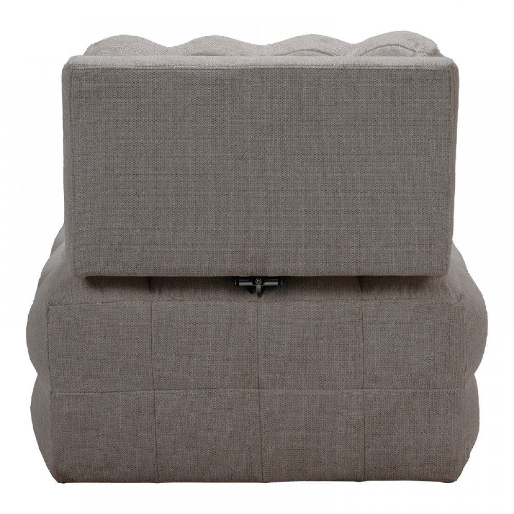 Πολυθρόνα-κρεβάτι "JELICA" από μέταλλο/ύφασμα σε γκρι/μπεζ χρώμα 88x110x86