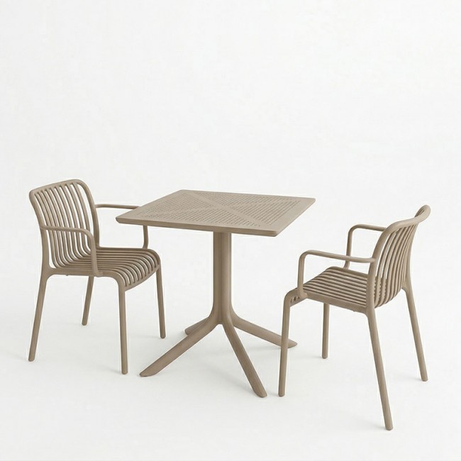 Τραπεζαρία 3τμχ "GROOVY ZOI"  σε cappuccino χρώμα 60x60x76