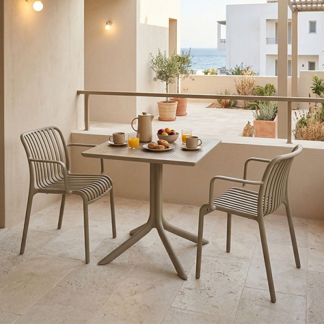 Τραπεζαρία 3τμχ "GROOVY ZOI"  σε cappuccino χρώμα 60x60x76