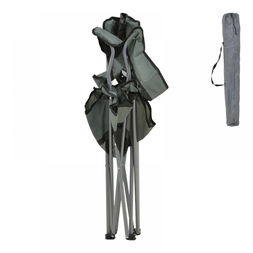 Καρεκλάκι παραλίας-camping "PESCA" από μέταλλο/ύφασμα σε γκρι χρώμα 55x55x95