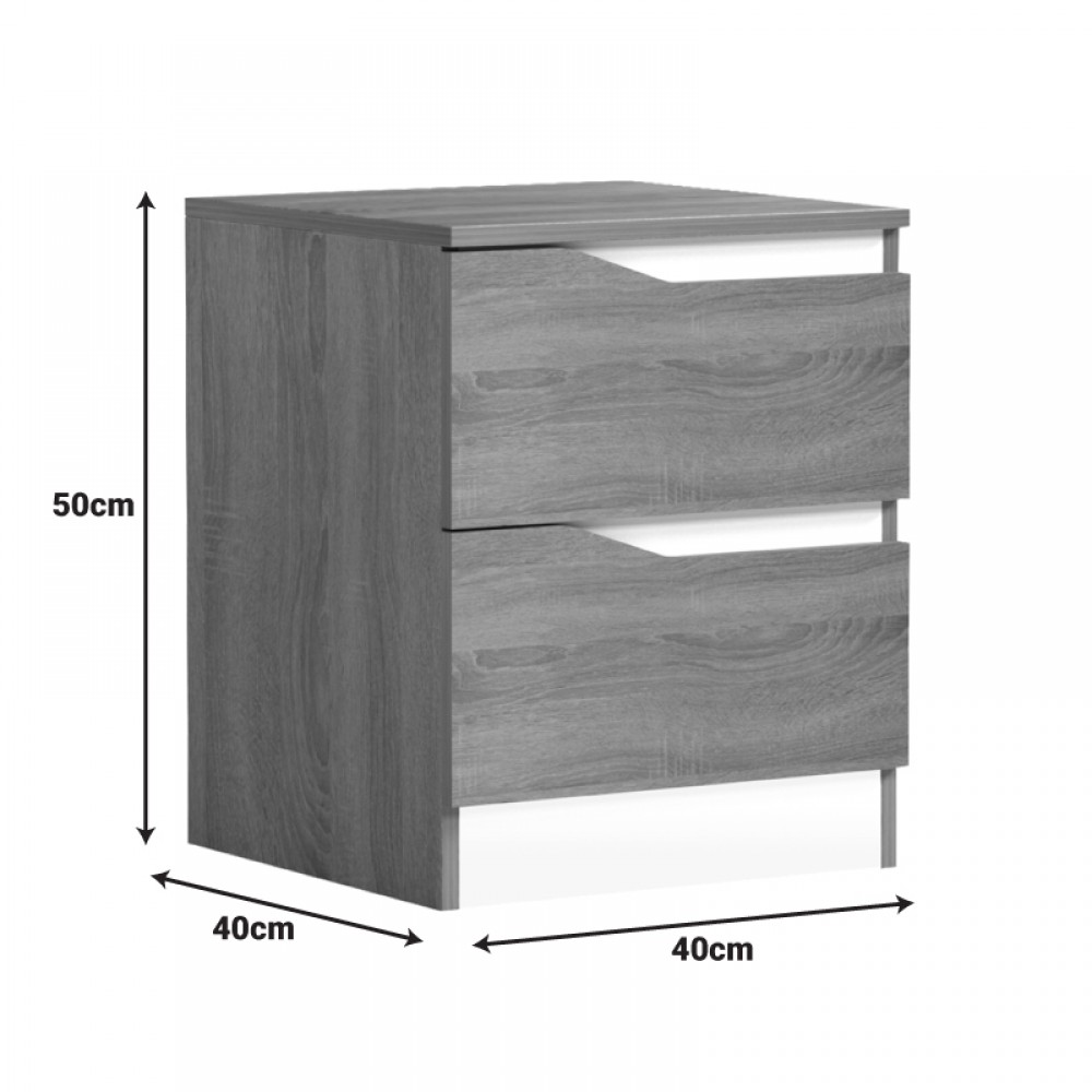 Κομοδίνο "VERENA" σε sonoma/λευκό χρώμα 40x40x50