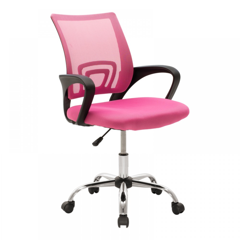 Καρέκλα γραφείου "BERTO II" από ύφασμα σε ροζ χρώμα 60x48x85-95