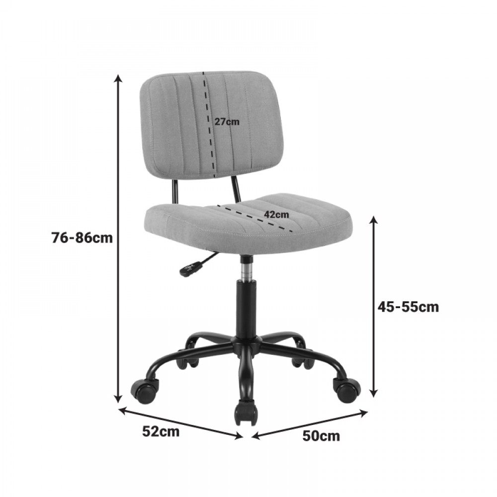 Καρέκλα γραφείου "WARRA" από ύφασμα σε κίτρινο χρώμα 50x52x76-86