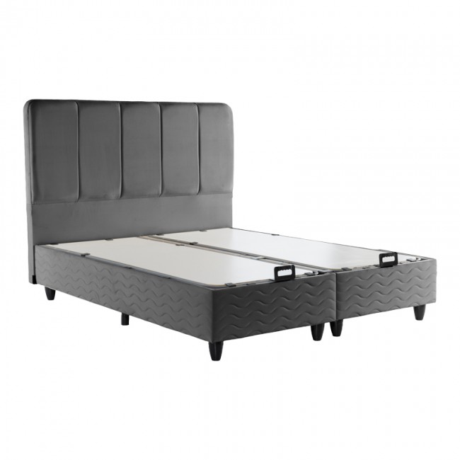 Κρεβάτι διπλό "LUNDA"με αποθηκευτικό χώρο από βελούδο σε ανθρακί χρώμα 160x200