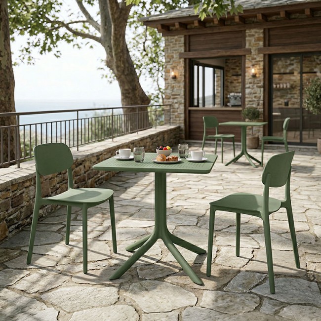 Τραπεζαρία 3τμχ "GROOVY BERDIAN" σε πράσινο χρώμα 60x60x76