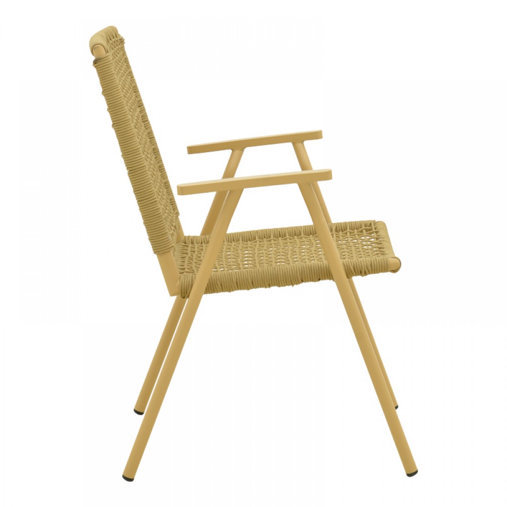 Πολυθρόνα εξωτερικού χώρου "WEAVE" από αλουμίνιο/σχοινί σε μπεζ χρώμα 57x63x86