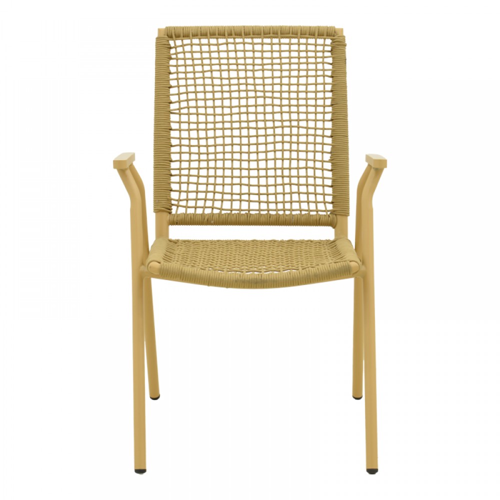 Πολυθρόνα εξωτερικού χώρου "WEAVE" από αλουμίνιο/σχοινί σε μπεζ χρώμα 57x63x86