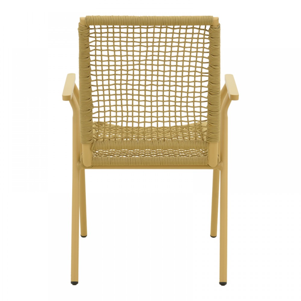 Πολυθρόνα εξωτερικού χώρου "WEAVE" από αλουμίνιο/σχοινί σε μπεζ χρώμα 57x63x86