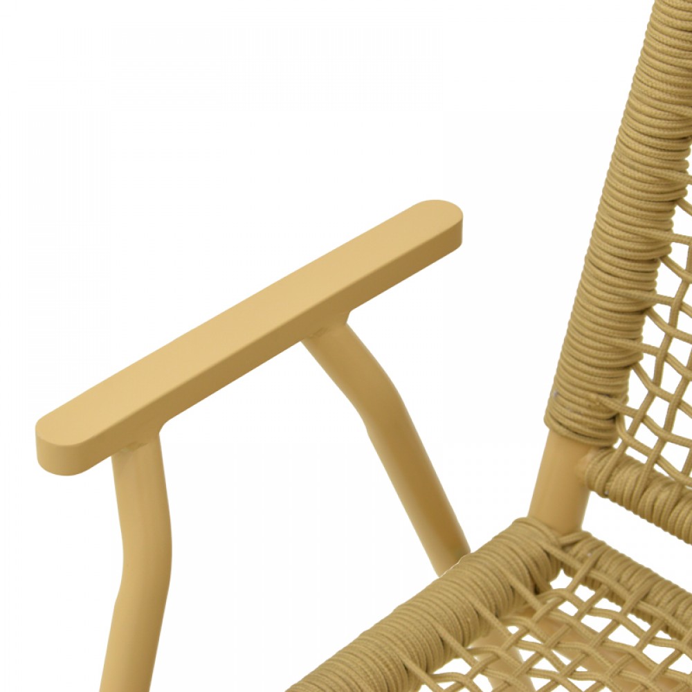 Πολυθρόνα εξωτερικού χώρου "WEAVE" από αλουμίνιο/σχοινί σε μπεζ χρώμα 57x63x86