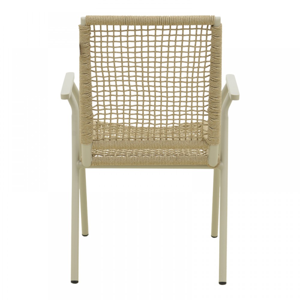 Πολυθρόνα εξωτερικού χώρου "WEAVE" από αλουμίνιο/σχοινί σε μπεζ/φυσικό χρώμα 57x63x86