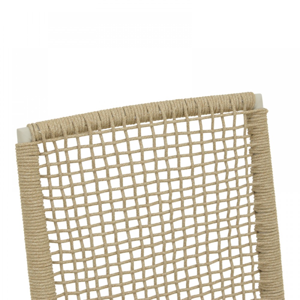 Πολυθρόνα εξωτερικού χώρου "WEAVE" από αλουμίνιο/σχοινί σε μπεζ/φυσικό χρώμα 57x63x86