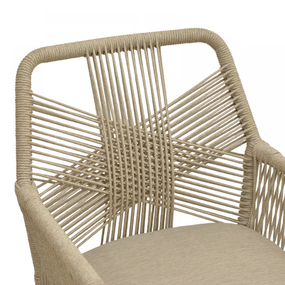 Πολυθρόνα εξωτερικού χώρου "ANDROS" από αλουμίνιο/σχοινί σε λευκό/φυσικό χρώμα 56x60x86