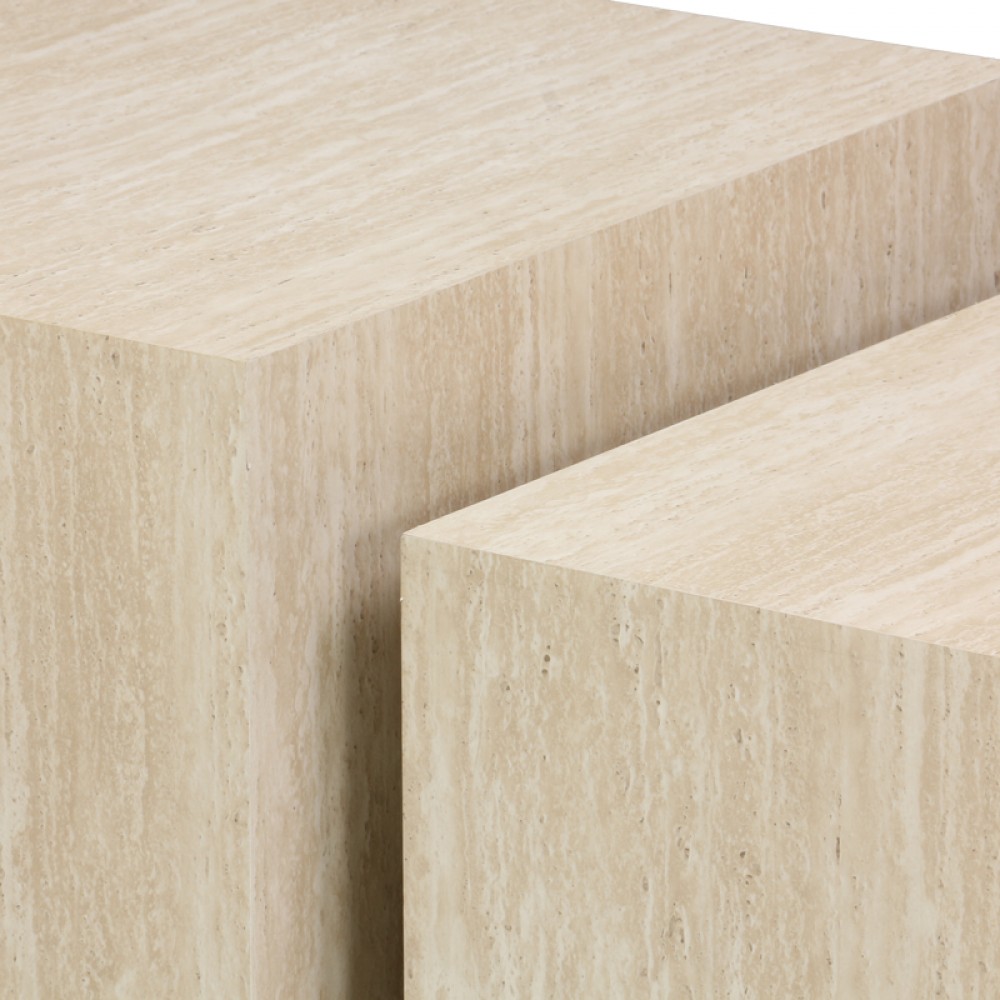 Βοηθητικά τραπέζια "COFFINA" σετ 2τεμ σε όψη τραβερτίνας