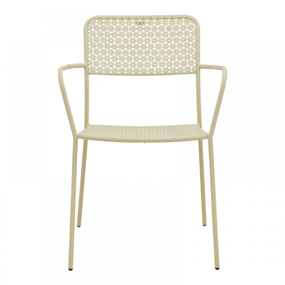 Πολυθρόνα εξωτερικού χώρου "FEDERAL" από μέταλλο σε κρεμ χρώμα 57x58x81.5