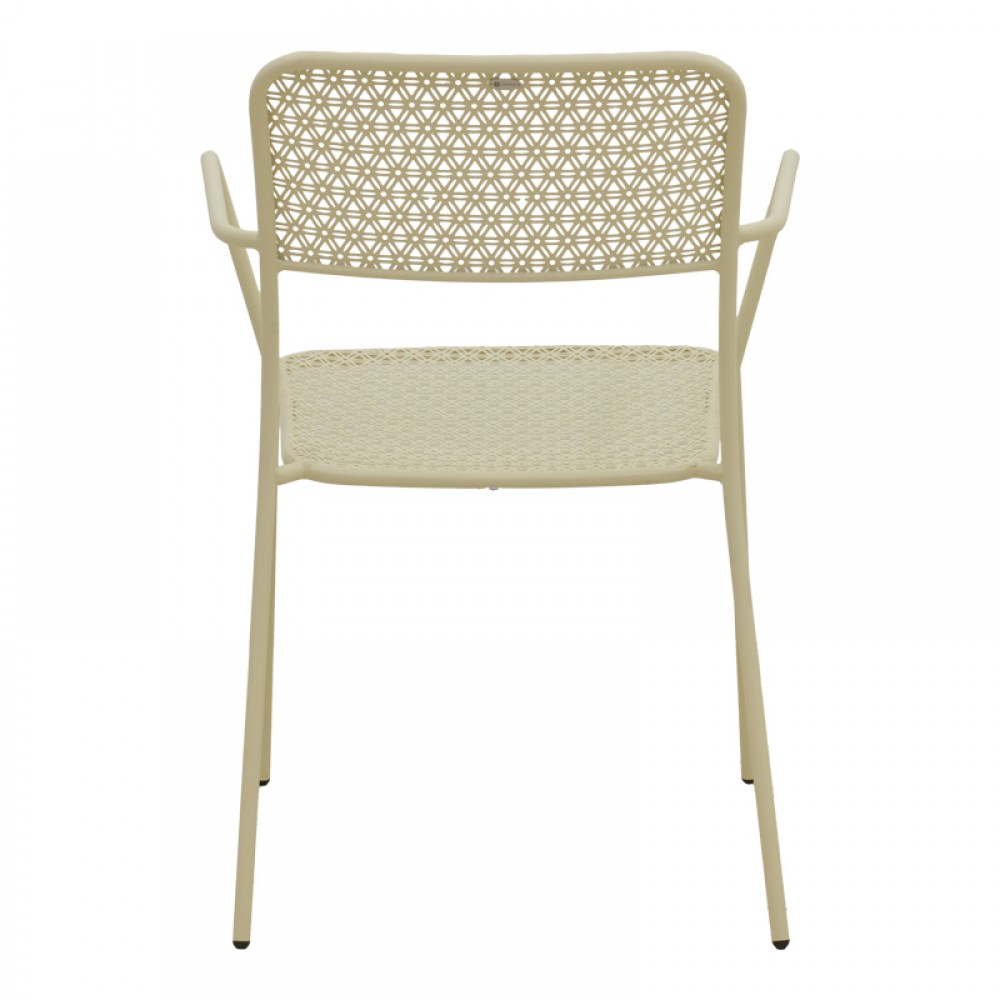 Πολυθρόνα εξωτερικού χώρου "FEDERAL" από μέταλλο σε κρεμ χρώμα 57x58x81.5