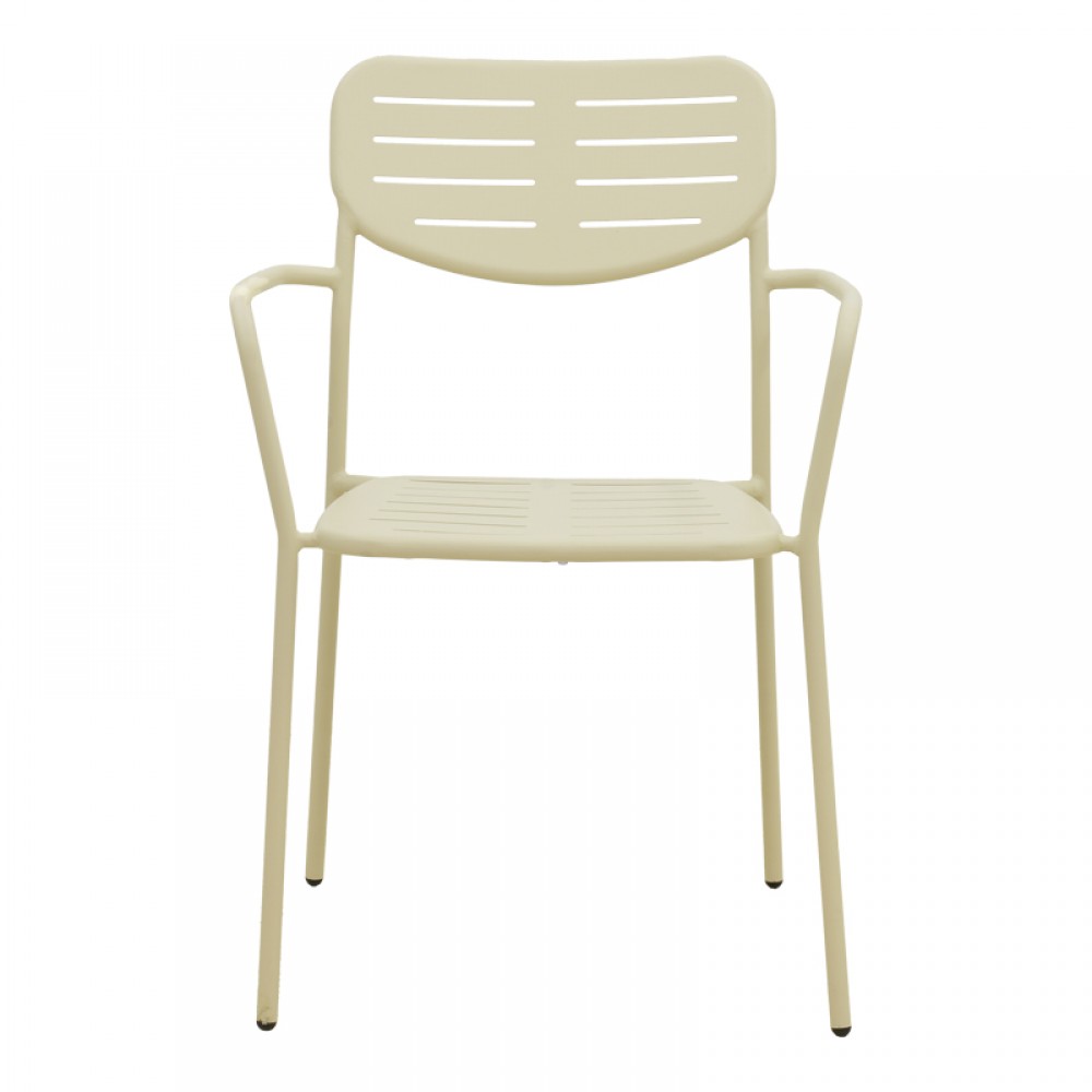 Πολυθρόνα εξωτερικού χώρου "DERABY"από μέταλλο σε κρεμ χρώμα 56x45.5x83