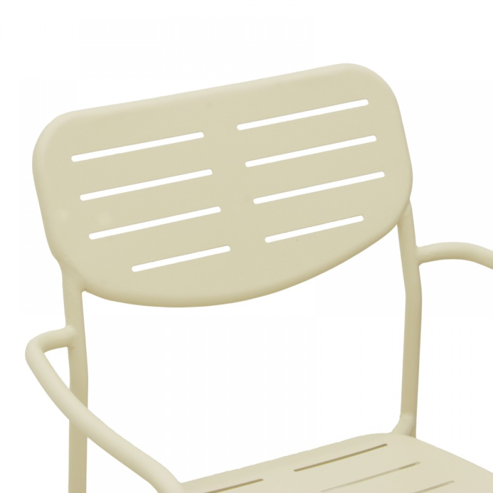 Πολυθρόνα εξωτερικού χώρου "DERABY"από μέταλλο σε κρεμ χρώμα 56x45.5x83