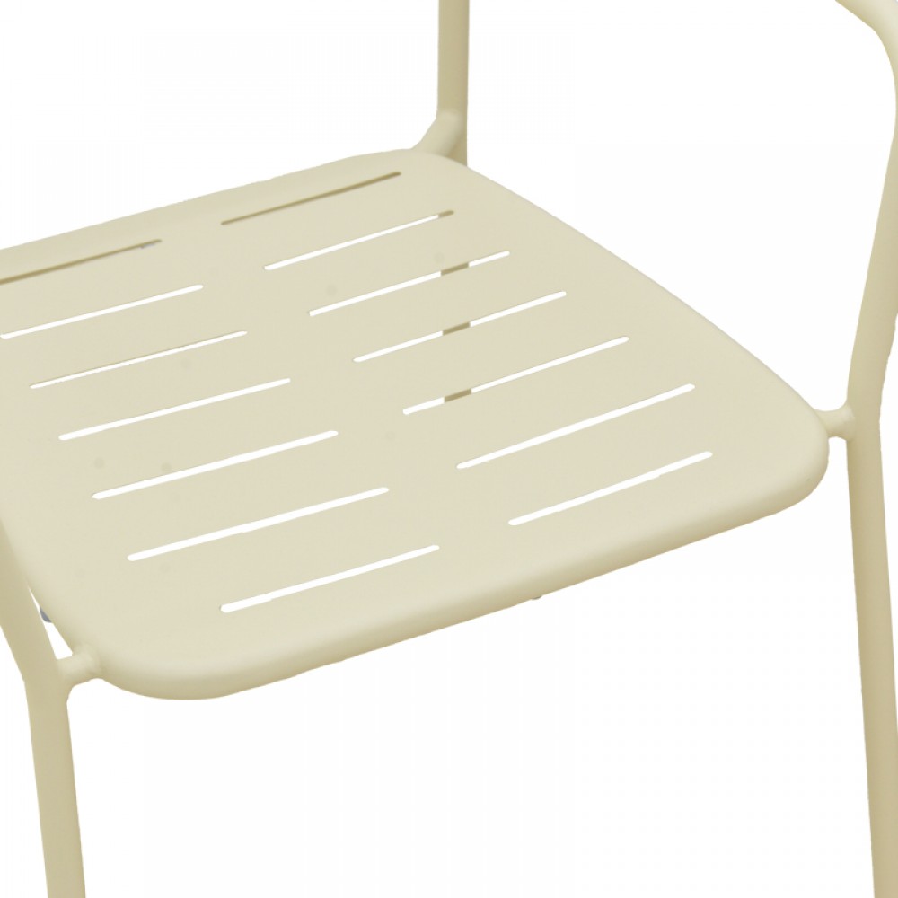 Πολυθρόνα εξωτερικού χώρου "DERABY"από μέταλλο σε κρεμ χρώμα 56x45.5x83