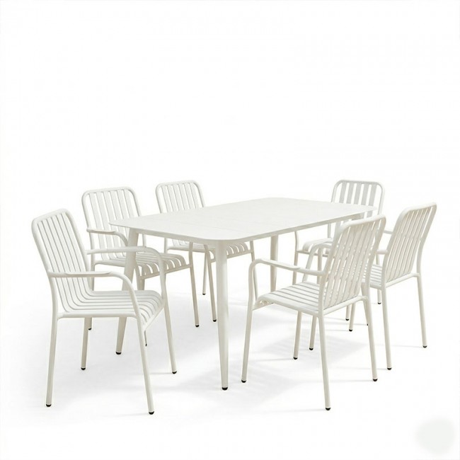 Τραπεζαρία 7τεμ "HEVEN VISTA"από αλουμίνιο σε λευκό χρώμα 150x80x72