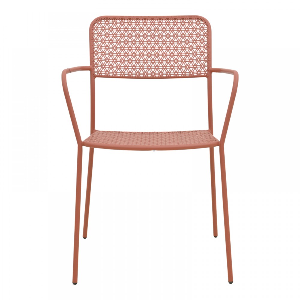 Πολυθρόνα εξωτερικού χώρου "FEDERAL" από μέταλλο σε terracotta χρώμα 57x58x81.5