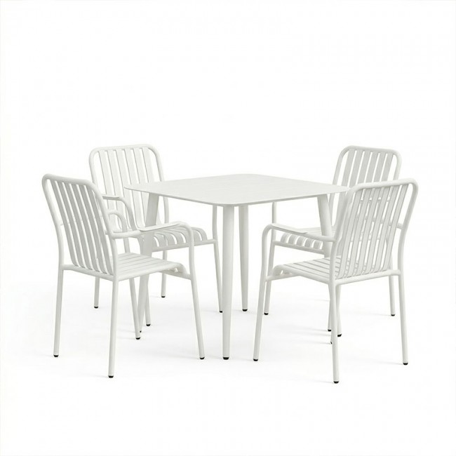 Τραπεζαρία 5τεμ "HEVEN VISTA" από αλουμίνιο σε λευκό χρώμα 80x80x72