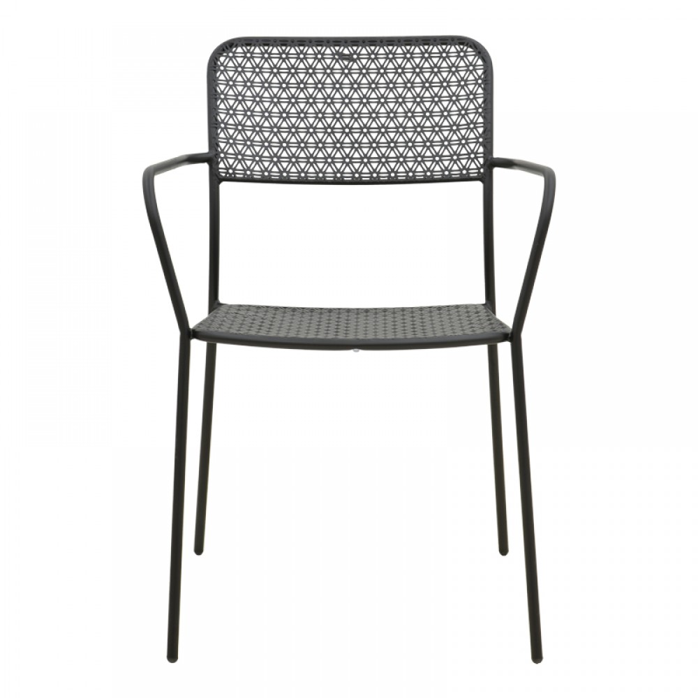 Πολυθρόνα εξωτερικού χώρου "FEDERAL" από μέταλλο σε μαύρο χρώμα 57x58x81.5