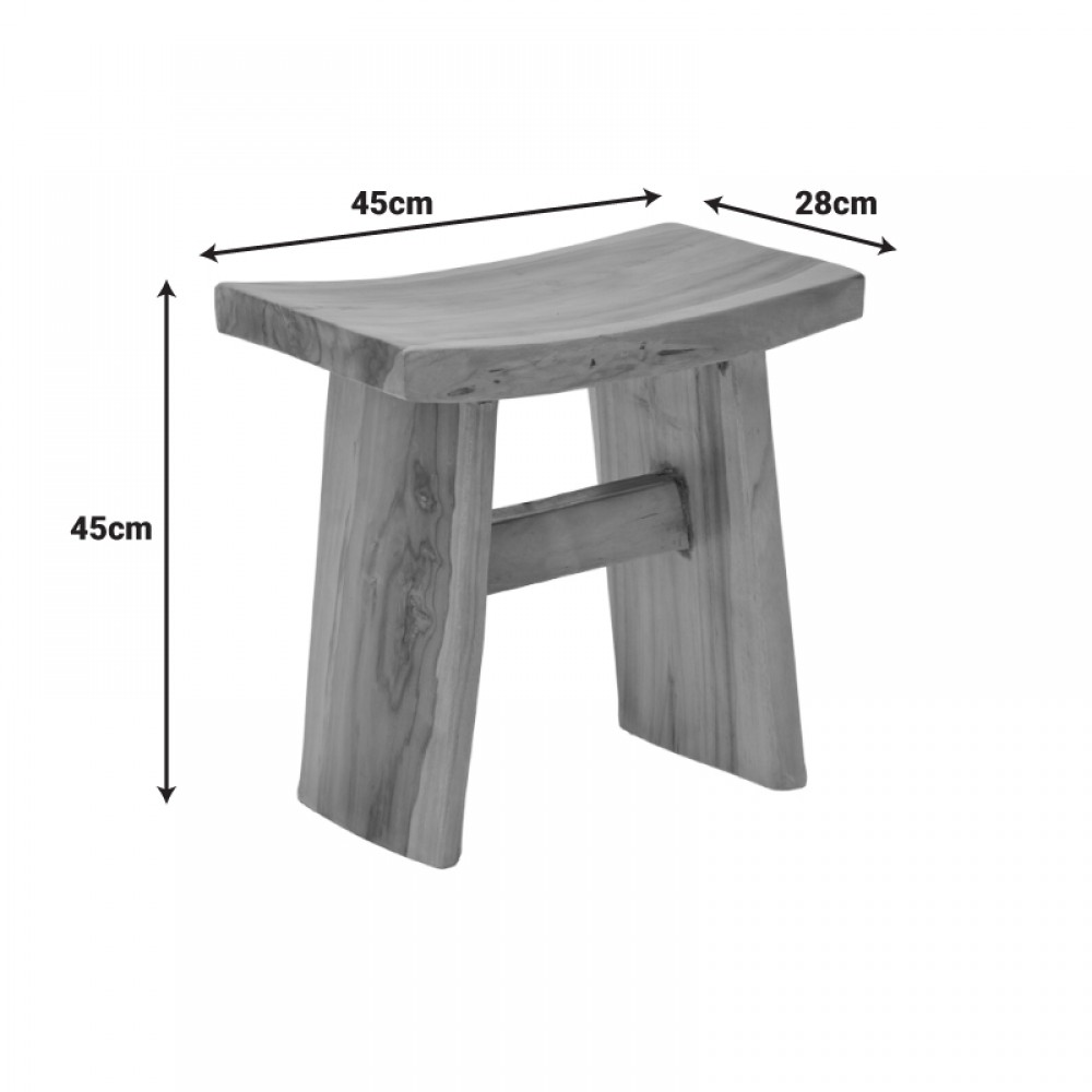 Σκαμπό "BORBE" από ξύλο σε φυσικό χρώμα 45x28x45