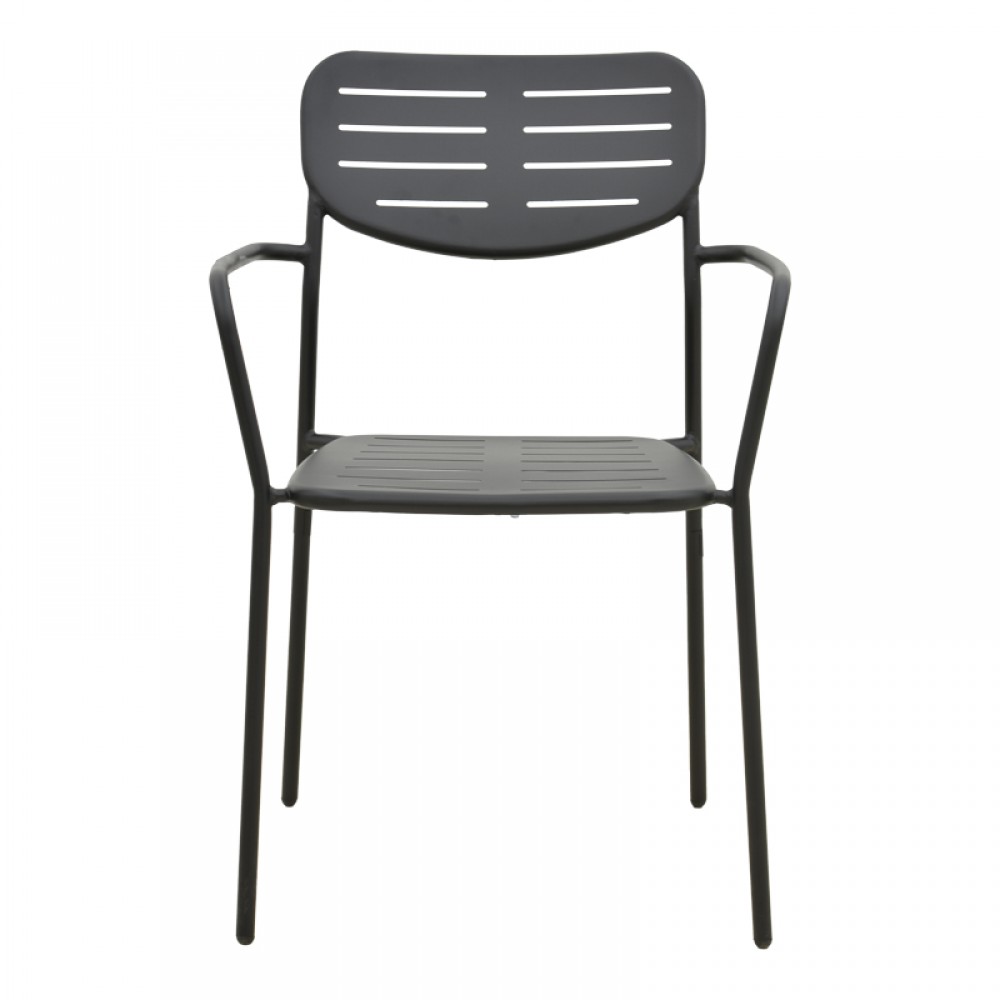 Πολυθρόνα εξωτερικού χώρου "DERABY"από μέταλλο σε μαύρο χρώμα 56x45.5x83