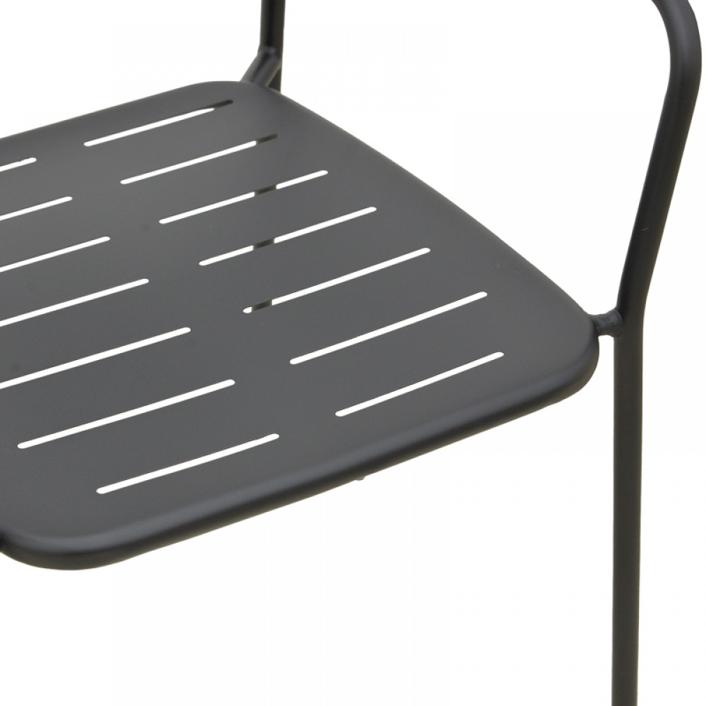 Πολυθρόνα εξωτερικού χώρου "DERABY"από μέταλλο σε μαύρο χρώμα 56x45.5x83