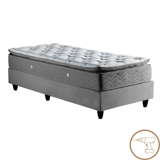 Κρεβάτι μονό "PAKDA" από βελούδο σε ανθρακί χρώμα 90x200